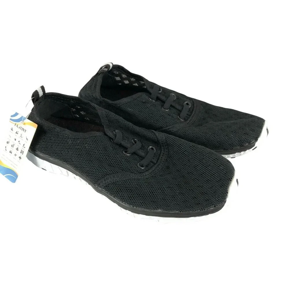 Fantiny Boys Mesh Sneakers Water Shoes Slip On Black Size 35 US 4